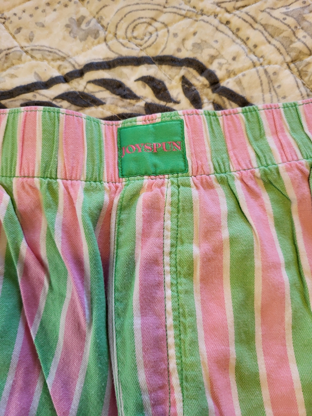 Cotton Plaid & Striped Sleep Shorts - Pink, Green, Orange - Picture 3 of 11